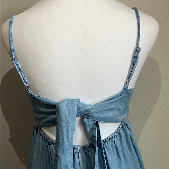 SO Light Blue Chambray Denim Babydoll Mini Sundress Tunic Tank - Picture 6 of 12